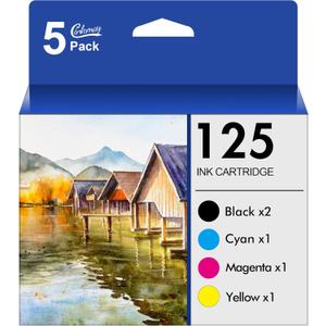 125 Ink Cartridges Remanufactured Replacement for Epson 125 Ink Cartridges for Epson 125 T125 use for NX420 NX520 NX125 NX127 Workforce 320 323 325 Printer 5 Pack, (2 Black, 1 Cyan, 1 Magenta, 1 Yellow)