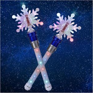 Fleeting Time Light Up Frozen Snowflake Wand- Snowflake Spinning Wands,Magic Wand Rotating Toy for Girls and Boys, Magic Princess Sensory Toys,Christmas & Birthday Gift (Blue2PC)