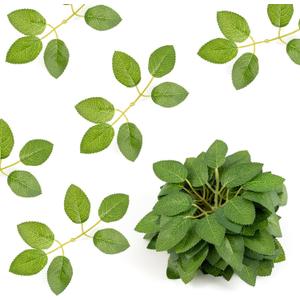 50 Pcs Artificial Green Leaves, Greenery Faux Silk Fake Rose Flower Leaves for DIY Wedding Birthday Party Bridal Bouquets Centerpieces Home Decorations