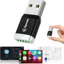 Wireless Carplay Adapter for Apple iPhone iOS 10+ ＆ Android Mini UltraCompact USBA Dongle Converts Wired to Wireless Car Play Adapter Plug & Play Fast Auto Connection for Cars 2016+