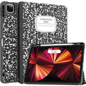 Soke for iPad Pro 11 Case (M2) 2022/2021/2020 with Pencil Holder - [Full Body Protection + Apple Pencil Charging + Auto Wake/Sleep], Soft TPU Back Cover for 2022 iPad Pro 11 inch(Book Black)