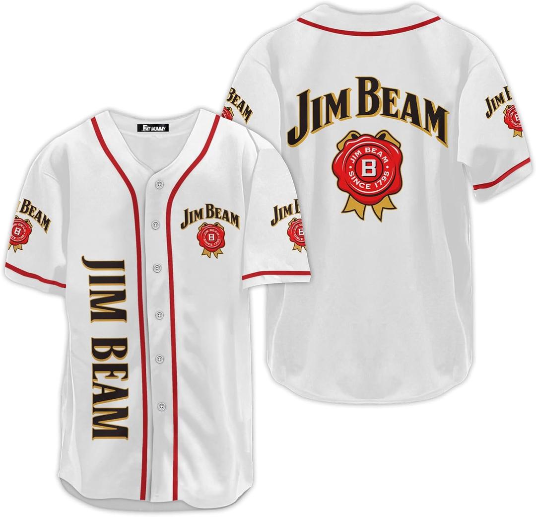 Vodka Baseball Jerseys Alcohol Shirts for Men Women Whiskey Shirts Alcohol Baseball Jersey, White Bourbon, Medium
