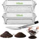 Set of 3 Soil Sifter for Gardening 2 Stainless Steel Sand Rocks Compost Soil Sieve with 1 Trowel 1/4 Inch 1/8 Inch Mesh Dirt Sifter for Gravel Potting Sawdust (EXP 09/26/30)