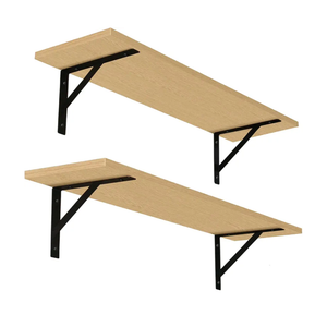 DINZI LVJ Long Wall Shelves, 31.5 Inch Wall Mounted Shelves Set of 2, Easy-to-Install, Wall Storage Ledges with Sturdy Metal Brackets for Living Room, Bathroom, Bedroom, Kitchen, Natural