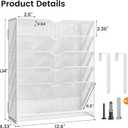 Hanging Wall File Organizer 6-Tier Wall Mount Mail Organizer & Desk Paper Organizer, Sleek White Metal File Folder Holder for Office, Cubicle, Bedroom | All-in-One Document Storage Shelf