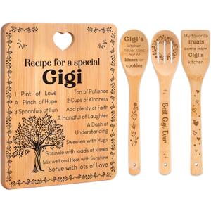 Gigi Gifts - "Recipe for a Special Gigi" Gigi Gifts for Grandma Cutting Board Set, Bamboo-Made Engraved Utensil Set Gifts for Gigi Cutting Board, Best Gigi Ever Gifts.