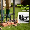 Knee-Friendly Manual Lawn Aerator Tool Adjustable SUS304 Stainless Steel Core Aerator for Grass, Yard Aeration Tool with 4 Hollow Tines for Lawn Care and Compacted Soil,43.3"-48.5",Black