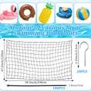 2 x Pool Float Storage Net, 94.48 x 47 Inch Hanging Pool Toy Storage Bag Swimming Poolside Fence Heavy Duty Outdoor Float Holder with Hook Ties for Pool Inflatable Rafts Balls Toys Organizer Accessories, 47.2 x 94.5 inches