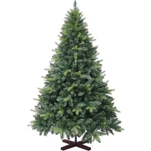 7ft Artificial Christmas Tree, 1400 Realistic Branch Tips, Easy Assembly Hinged Design, Includes Base (6ft 10in)