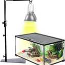 Reptile Heat Lamp Stand,Pet Lamp Holder, Adjustable Metal Floor Light Lamp Bracket Support for Reptile Small Animals or Succulent Plants Glass Terrarium(2 Hooks)