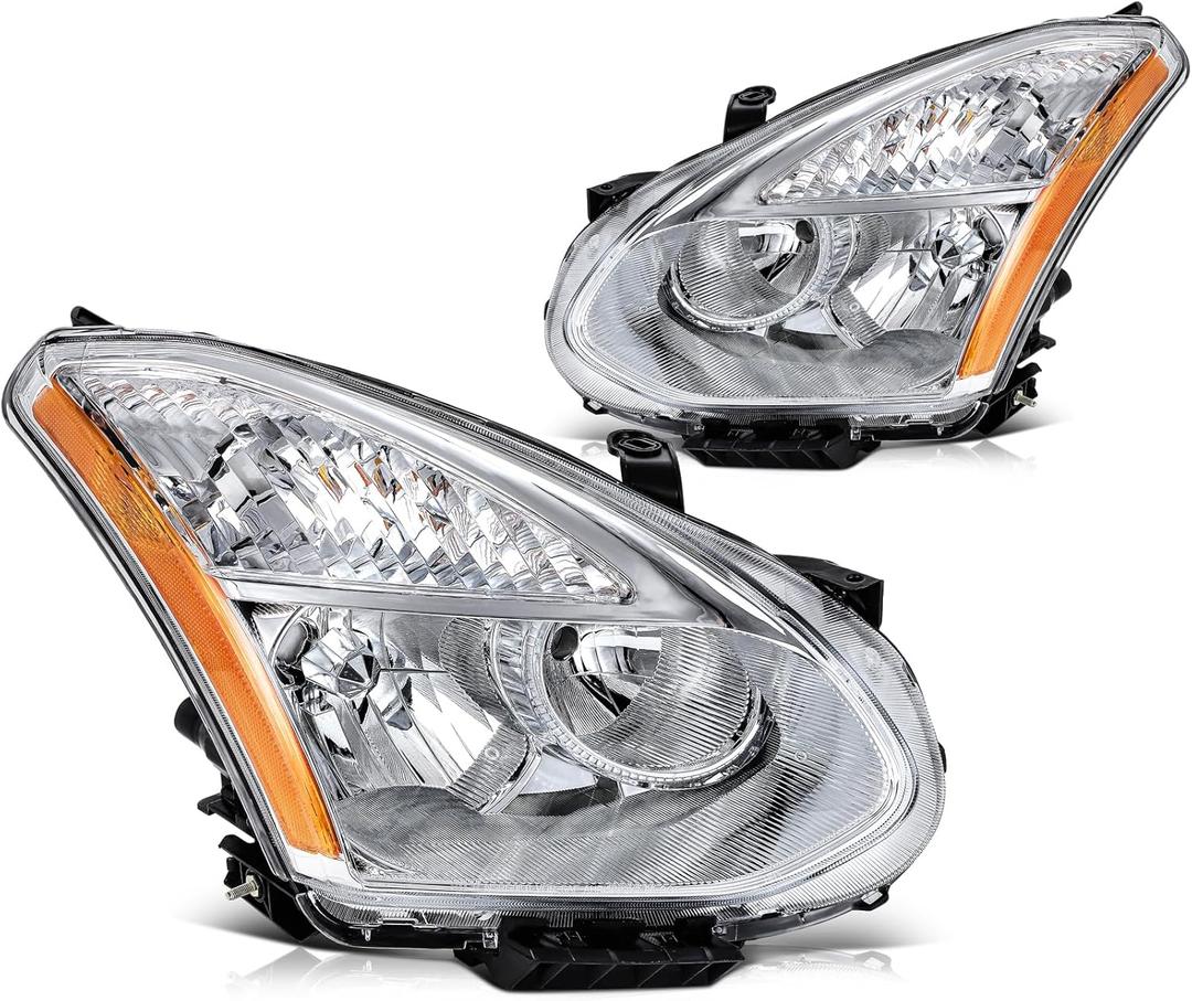 ECCPP Headlight Assembly for Nissan Rogue 2008-2013,For Nissan Rogue Select 2014-2015 Driver and Passenger Side Headlamps, Pack of 