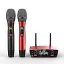 Wireless Microphone System Karaoke Machine - Rechargeable Handheld Dynamic Microphones, Dual Wireless Mics, Adjustable UHF Channels, Auto Scan, 275ft Range, Microphone for Karaoke (B8-1)