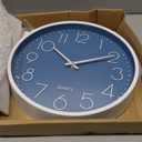 Wall Clock 10 Inch Non-Ticking Silent Modern Simple Style Round Decor Clock Cerulean Stereoscopic Dial Quartz Wall Clocks for Home/Office/School/Living Room/Bedroom/Kitchen