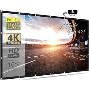 Mdbebbron 120 inch Projector Screen 16:9 Foldable Anti-Crease Portable Projector Movies Screens for Home Theater Outdoor Indoor Support Double Sided Projection