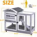 GEGURI Rabbit Hutch Indoor Rabbit Cage Outdoor, Wooden Bunny Cages for Guinea Pig with Wheels, Removable Tray, Ramp, Size: 37.5"L x 36.6"W x 23.2"H