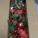 Briful Red Magnolia Christmas Swag 29.5 Farmhouse Christmas Teardrop with Red Pomegranate & Berries, Hanging Xmas Door Swags for Front Door, Fireplace Mantel, Outdoor Holiday Decor