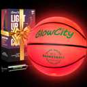 GlowCity Glow in The Dark Basketball - Sizes 5, 6, 7 Light Up Ball for Kids, Teens & Adults - Red Glow for Outdoor Games - Sports Birthday Gifts Ideas for Boys Ages 6 7 8 9 10 11 12 13 14