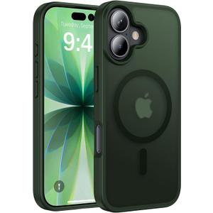 RIOBIO Magnetic for iPhone 17 Case [Compatible with MagSafe][Translucent Matte Slim] Military-Grade Shockproof Protective for iPhone 17 Phone Case, Green