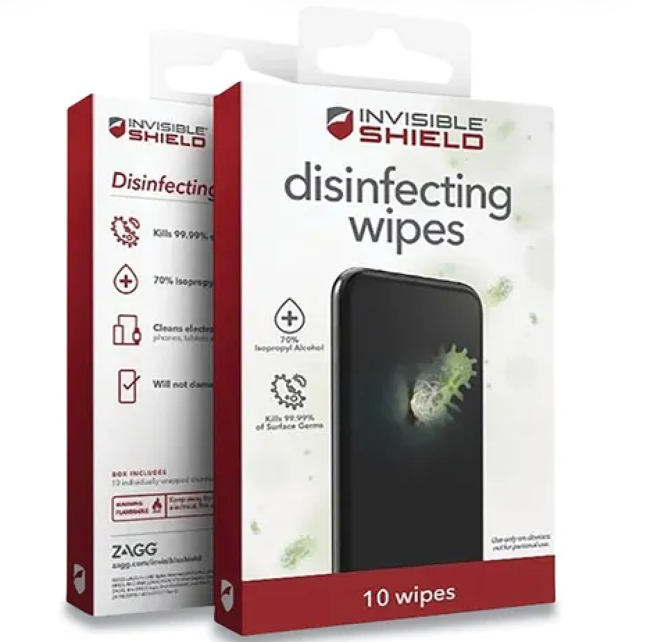 InvisibleShield Disinfecting Wipes for Electronic Devices, Spun Fiber, 3 x 3, 5/Pack