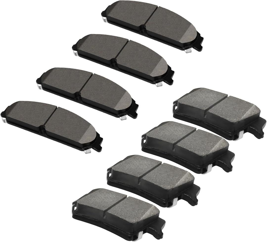 Ceramic Disc Brake Pad Set 8 PCS Front & Rear Replacement Set for Dodge Challenger SXT 2009-2022 Charger 2006-2023 Chrysler 300 2005-2023 Magnum 2005-2008 w/Hardware