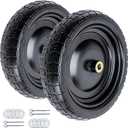 ASDFGHT 13" Flat Free Wheels for Gorilla Cart, Wheelbarrow, Garden Cart, Trolleys, Hand Trucks & Yard Trailers Replacement Wheels - 5/8" Bearings with 2.1" Offset Hub, Solid Tires, 2-Pack Set