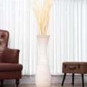 Leewadee Large White Wash Home Decor Floor Vase Wooden 36 inches Tall Farmhouse Decor Flower Holder for Fake Plant and Pampas Grass