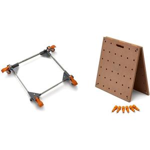 Bora 650 Lb Capacity PM-2550 Heavy Duty Mobile Base + Bora Centipede 24" x 48" Workbench Table Top with 3/4" Dog Holes for Portable Work Stand - 6 Quick-Twist Lock Handles