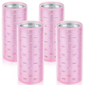 WILLBOND 4 Pcs Long Hair Rollers for Bangs Aluminum Core Curlers Thermal Self Grip Roller for Long and Medium Hair Women Hairstyle(4.7 x 2 Inch,Light Pink)