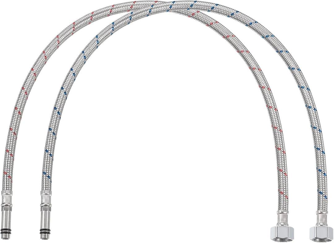 uxcell 28 Inch Long Faucet Supply Line Connector, 2pcs G1/2 Female Compression Thread x M10 Male Connector Braided 304 Stainless Steel Water Supply Hose Line