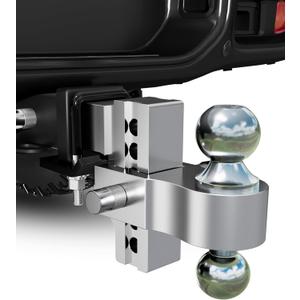 DEEAGLE Aluminum Adjustable Hitch, Tow Hitch fits 2.5 inch Receiver, Drop Hitch with 4 inch Drop/Rise for Ford, Gmc Sierra, Chevrolet Silverado, Toyota, Ram, Dual Ball, Hitch Locks & Hitch Tightener