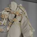 OYOANGLE Women's Strappy Beaded Halter Monokini Cutout Backless One Piece Swimsuit Cheeky Beach Leotard (Medium, Beige)