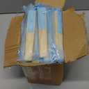 50pcs Paper Hand Fan with Organza Bags Bamboo Handheld Folding Fan DIY Decorative Wedding Party Favors (Light Blue)