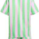 80s 90s Workout Costume Outfit,Beach Hawaiian Shirt Shorts Outfits Halloween Party Cosplay Dress Up (150)