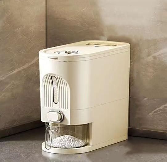 IEEK Rice Dispenser and Grain Container Storage with Lid,Rice Container with Measuring Cup,Moisture Proof Household Cereal Dispenser for Kitchen Soybean Corn Oatmeal,12Lbs