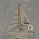 CoTa Global Aquarius Sailboat Decor - Large Handmade Wooden Boat Decor Cute Beach Style Model Sail Boat Decorations, Nautical Themed Table Top Decor