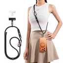 TORRAS Phone Lanyard with Hanging Loops, Adjustable Anti Theft Phone Strap Crossbody for iPhone 17 Pro Max,Skin-Friendly,2 Tabs, Universal Cell Phone Neck Lanyard for Daily & Outdoor Activities, Black