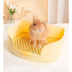 Large Rabbit Litter Box Bunny Potty Training Corner Litter Pan with Drawer Comes with Liners Rabbit Pee Pads, Small Animal Bedding Toilet for Adult Guinea Pig, Ferret, Hamster, Bunnies