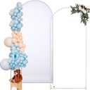 Gisafai 2 Pcs Wedding Arch Frame Stand and Arch Backdrop Cover 6ft/ 6.6ft/ 7.2FT Metal Arch Backdrop Stand with Spandex Arch Cover for Wedding Birthday Party (White Stand, White Cover, 7.2 Ft)