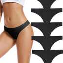 Voenxe Seamless Women Underwear Thongs,No Show Ladies Thong,No Line Workout Breathable Comfortable Panties,Soft Undies,5-Pack XL