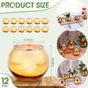 Dandat 12 Pcs Round Flower Vase Centerpieces for Table, Small Gold Vases Tea Light Candle Holders Glass Vase Wedding Home Decor Votive Candle Engagement Party Decorations, 3.5 x 2.8 Inch