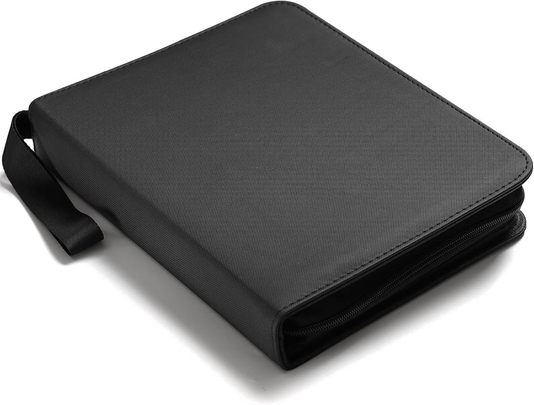 Card Binder for Toploaders,Portable 4 Pockets Trading Card Holder Albums for Sports, Trading, and Gaming Cards Black