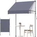 VEVOR Manual Retractable Awning, 59" x 59" Outdoor Patio Awnings Sunshade Shelter with 43"-59" Retractable Side Bar, No Drill Height Adjustable, Crank Handle for Backyard, Balcony, Dark Gray