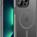 Hualele Magnetic for iPhone 13 Pro Case,Compatible with MagSafe, Military Grade Dropproof Translucent Matte Hard Back Soft Edge Slim Phone Case iPhone 13 Pro Grey