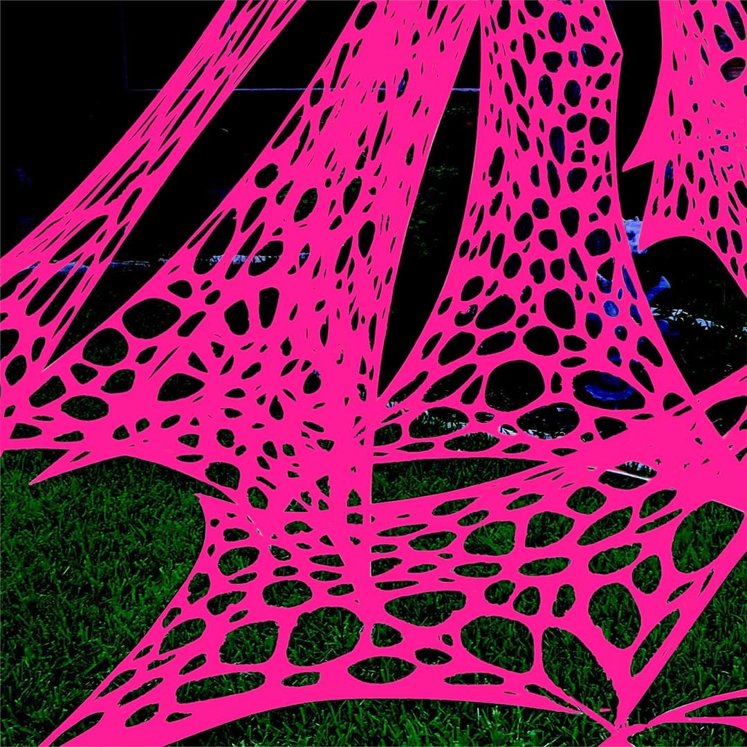 700 Sqft Glow Pink Giant Durable Spider Webs Halloween Decorations Outdoor, Stretchy Pink Beef Netting for Halloween Decorations Indoor Party(24FT x 4FT)