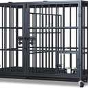 Dosker 48/42 inch XL Dog Crate for Large Dog/Double Medium Dogs,Heavy Duty Metal Dog Cages, All Metal Open Top Stackable, Dog Kennel Indoor with Wheels, Floor Grid, Tray, Divider and Feeding Bowl