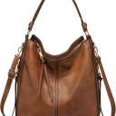 Realer Hobo Crossbody Bags for Women Designer Faux Leather Hobo Handbags Retro Large Size Shoulder Bag Bucket Purse (Medium-12.4 inch, Brown-gold Hardware)