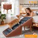 Dog Stairs & Ramp for High Bed & Couch, 22.8" 6-Step Foldable Split Ottoman | Non-Slip Joint Relief Pet Steps for Small/Medium/Large Dogs, Senior/Injured, Converts to Bedside Footstool, Solid Wood Frame