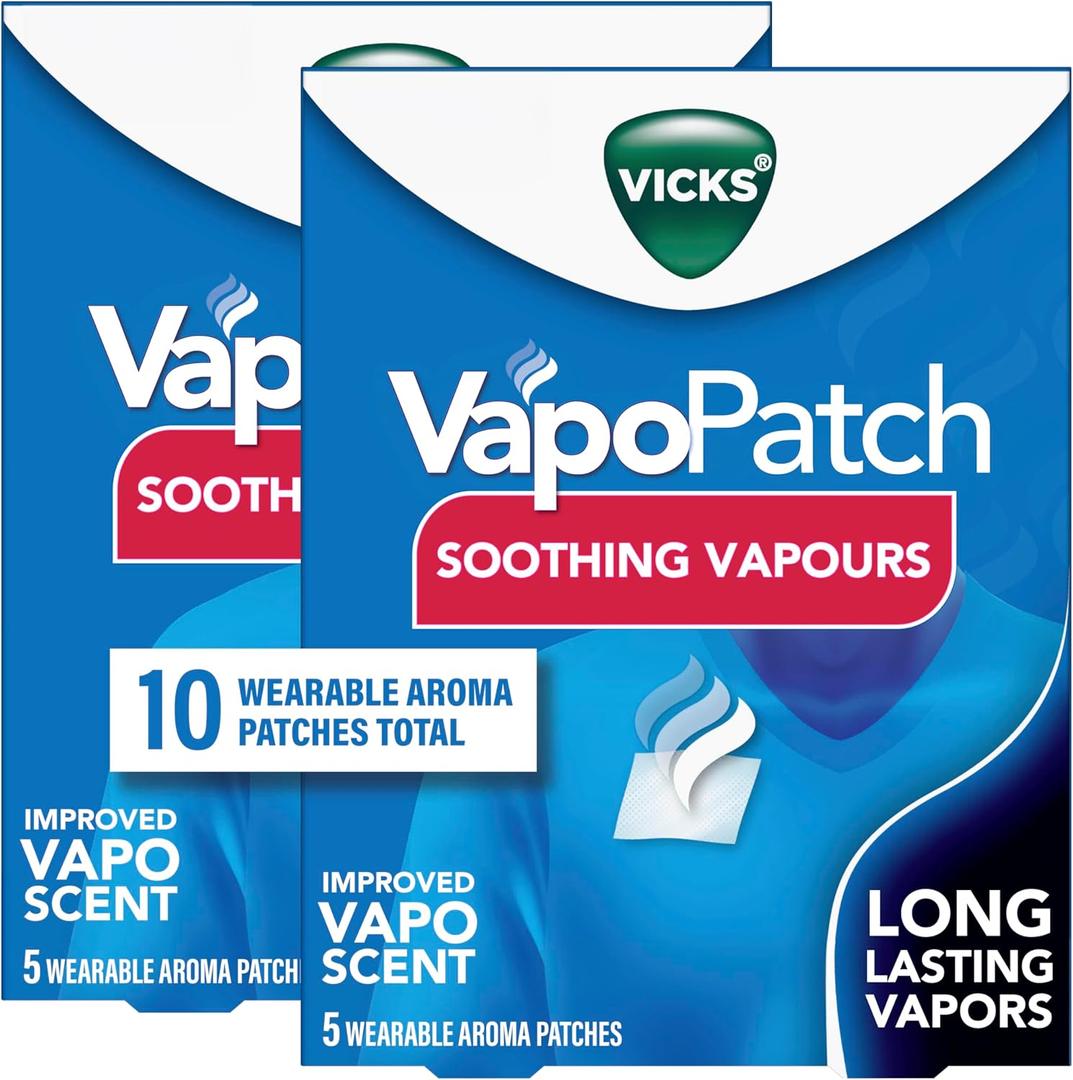 Vicks VapoPatch, Wearable Mess-Free Aroma Patch, Soothing & Comforting Non-Medicated Vicks Vapors, For Adults & Children Ages 6+, 5ct (2 pack) (6 Count (Pack of 2))