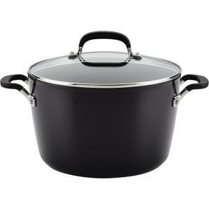 KitchenAid 84805 Hard Anodized Nonstick Stockpot with Lid, 8 Quart - Onyx Black