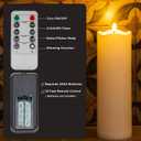 2-pack 4"*12" Large Waterproof LED Battery Operated Candles with Remote, Flickering Pillar Electric Flameless Candles for Christmas, Outdoor Lanterns, Ivory
